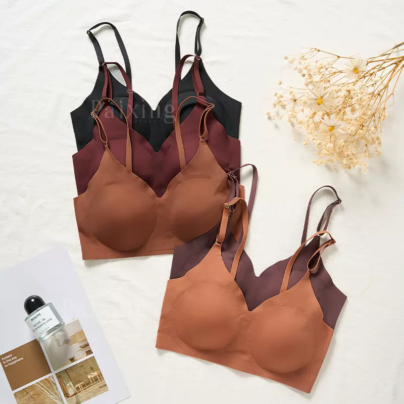 跨境无痕薄款透气女士运动背心性感美背侧收调整型大码无钢圈文胸