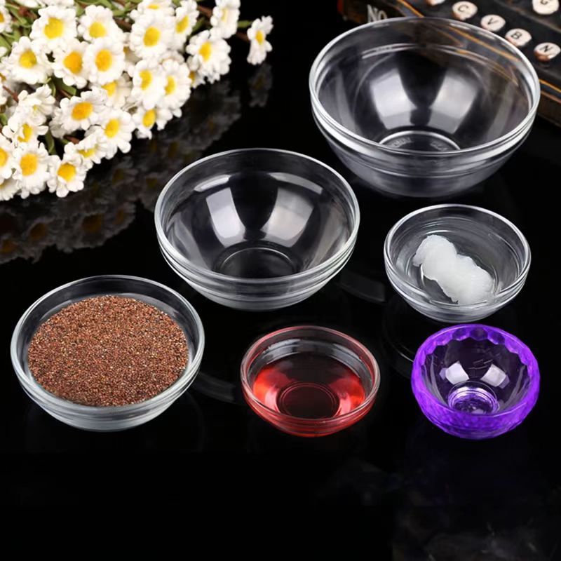 Salón de belleza tazón de aceite esencial tazón de vidrio transparente tazón pequeño tazón de máscara de espesamiento salón de belleza tazón de mezcla de película herramientas de suministros de spa