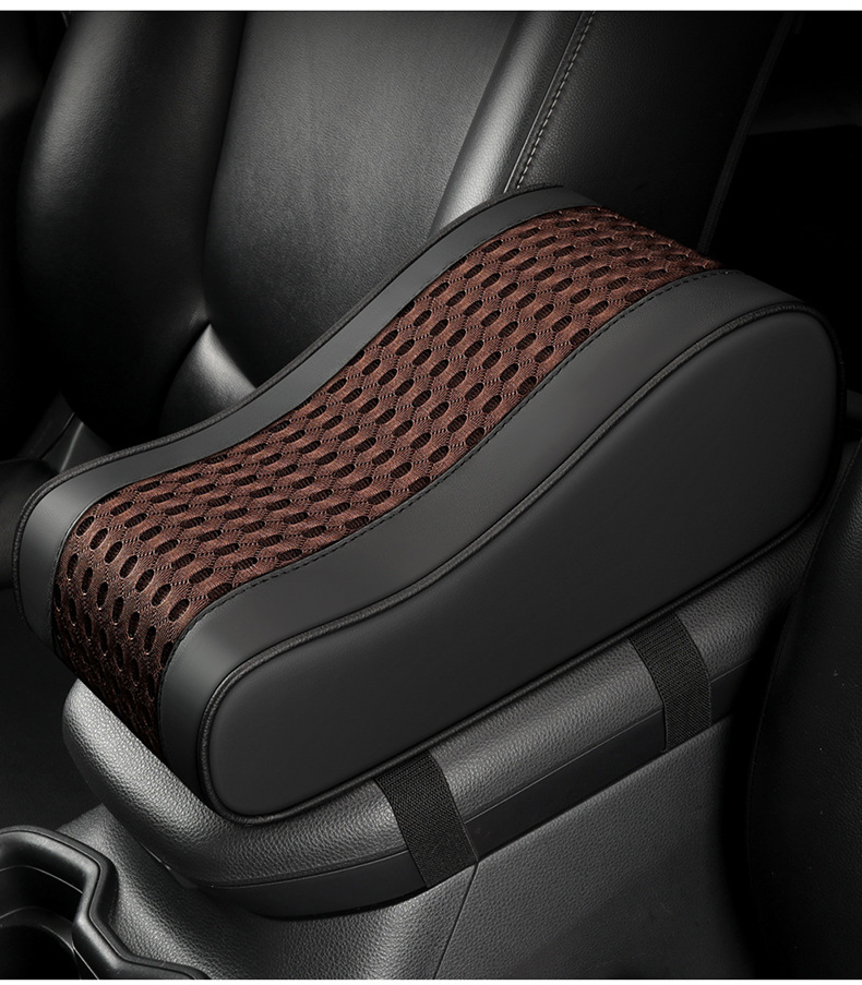 New car armrest box cushion leather mesh fabric central armrest height pad memory cotton car armrest box cushion cover