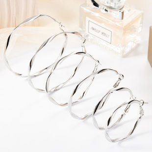 Large Circle Earrings European and American Women 2023 New Trendy Big Earrings Japanese Style Internet Celebrity Large and Small Circle Hoops