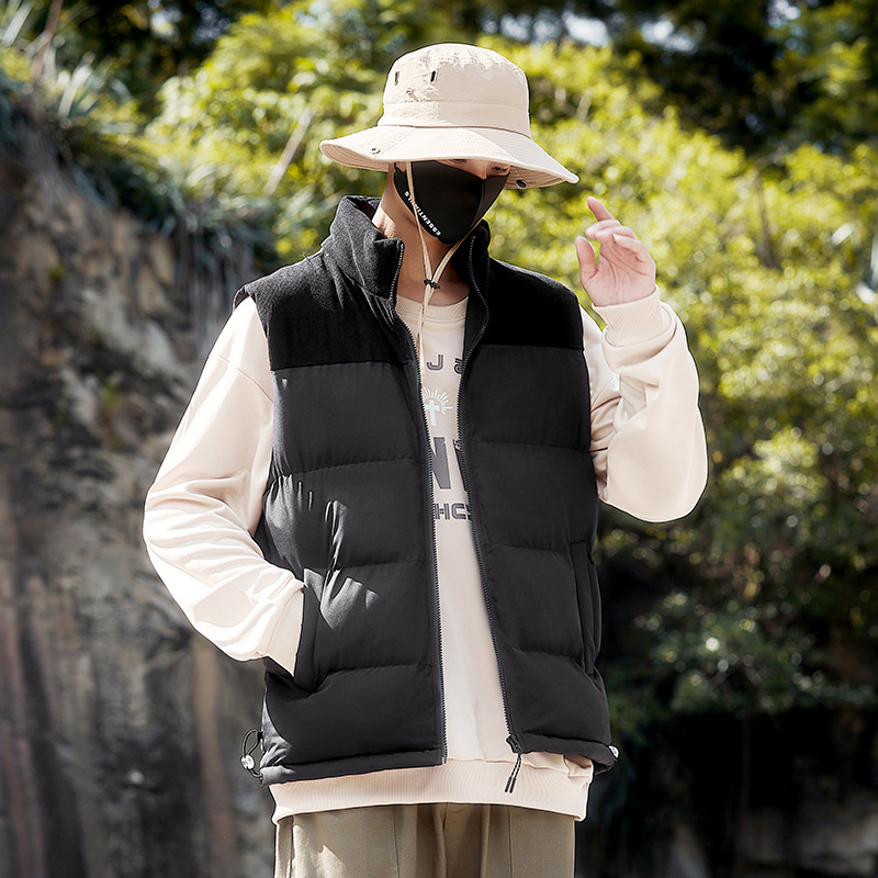 Otoño y invierno de algodón engrosado pareja chaleco de algodón hombre de color sólido tendencia de hombro caliente chaleco de ocio fábrica de lote