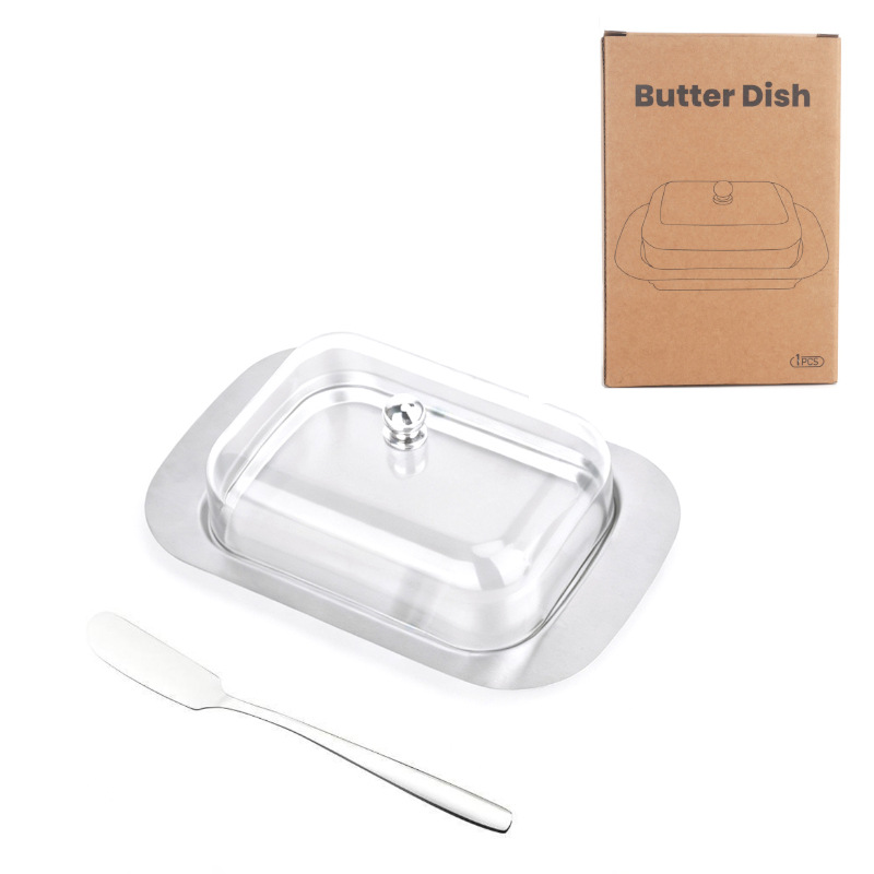 Nueva caja de mantequilla de acero inoxidable caja de queso de estilo europeo caja de mantequilla espesa caja de pan caja de pasteles