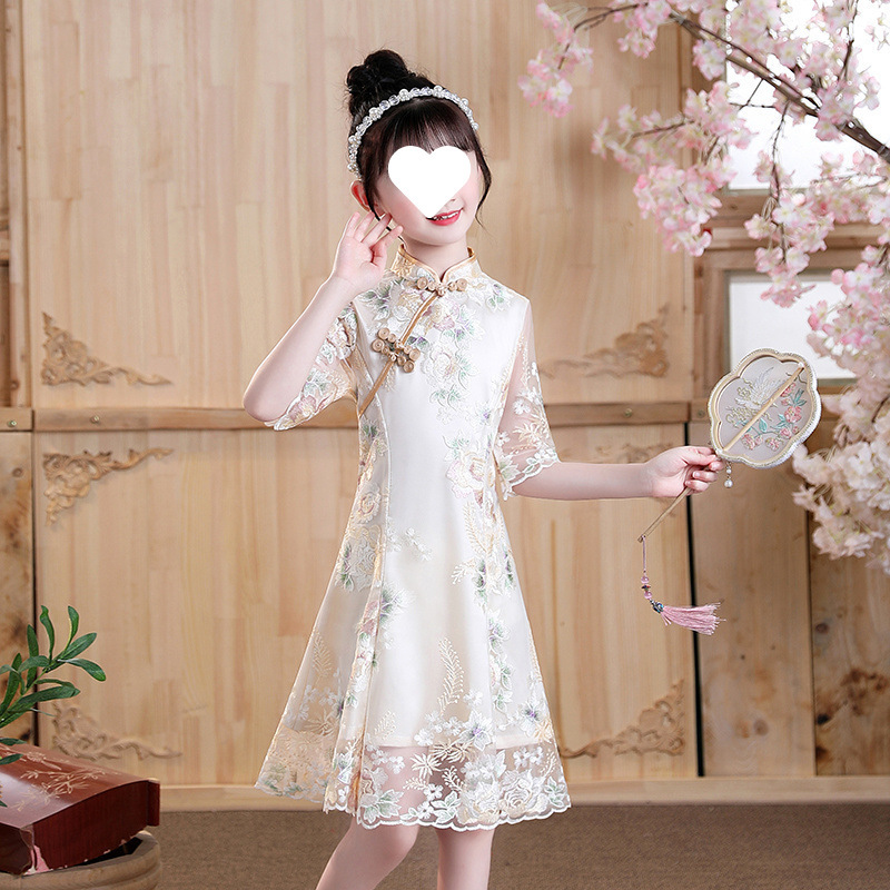 女童改良旗袍春夏中国风儿童中式礼服小女孩公主连衣裙唐装演出服
