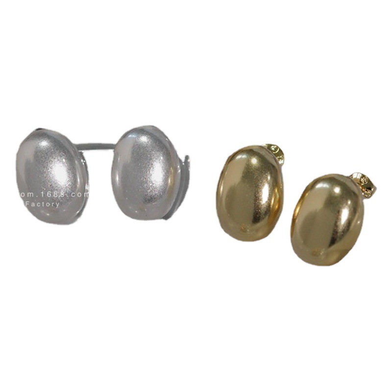 Four colors! Clane Matsumoto Huinai Same Style Japanese Ins Cold Style Geometric Oval Small Earrings