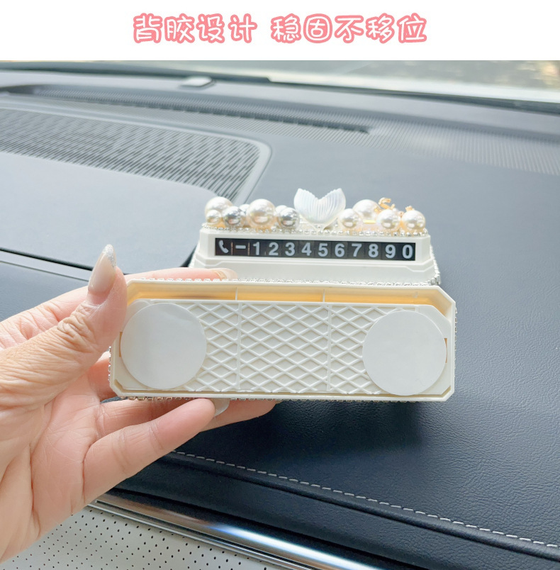 Car personalized creative goddess style temporary parking number plate, car phone number card, digital plate for car interior decoration
