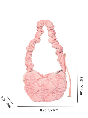 Pleated cloud bag, autumn and winter puffs bag, women's drawstring, single shoulder slung dumpling bag, velvet fluffy bag, wholesale cross-border