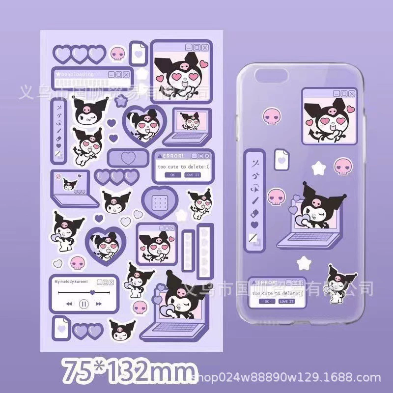 Листочки стикеров (Sanlou) Kuromi и персонажи Sanrio, лазерная голография, набор декоративных элементов для блокнота