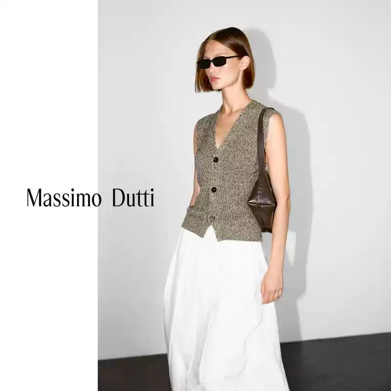 New Season Special Offer Massimo Dutti 2026 Spring/Summer Women's Clothing, Light and Sophisticated Ol Work Style V-Neck Knitted Vest New Season Special Offer Massimo Dutti 2026 Spring/Summer Women's Clothing, Light and Sophisticated Ol Work Style V-Neck Knitted Vest