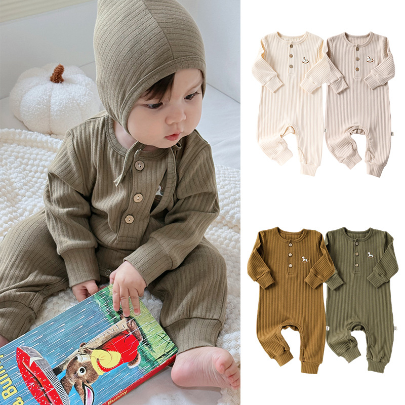 Baby Jumpsuit Class a Pure Cotton Baby Clothes Autum Baby Long-Sleeved Embroidered Rompers Newborn Clothes