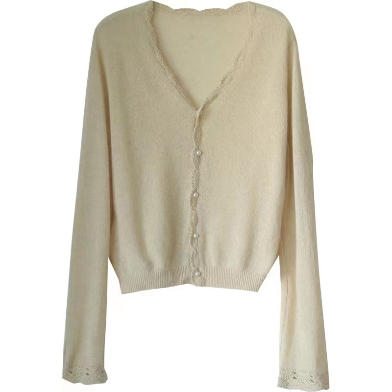 Demi-season elegant sophisticated retro lace knitted sweater