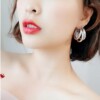 Silver needle, fashionable earrings from pearl, cute accessory, silver 925 sample, internet celebrity