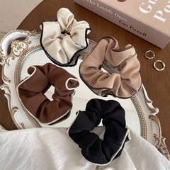 Elegant milk coffee color large intestine hair tie Korean ins sweet cotton and linen French headband hair accessories simple hair rope for women