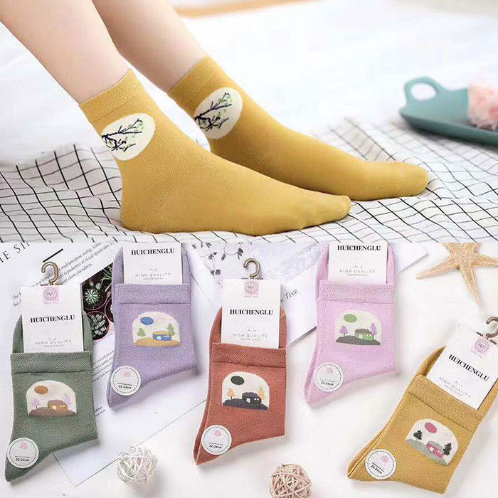 Women's autumn and winter mid-calf length socks cute cartoon deodorant sweat-absorbent comfortable breathable warm casual mid-waist women's socks Women's autumn and winter mid-calf length socks cute cartoon deodorant sweat-absorbent comfortable breathable warm casual mid-waist women's socks