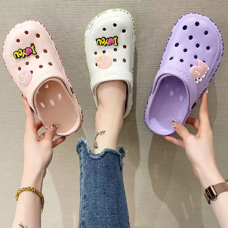 厚底EVA洞洞鞋女包头居家用增高夏季凉鞋女外穿新款沙滩拖鞋防滑