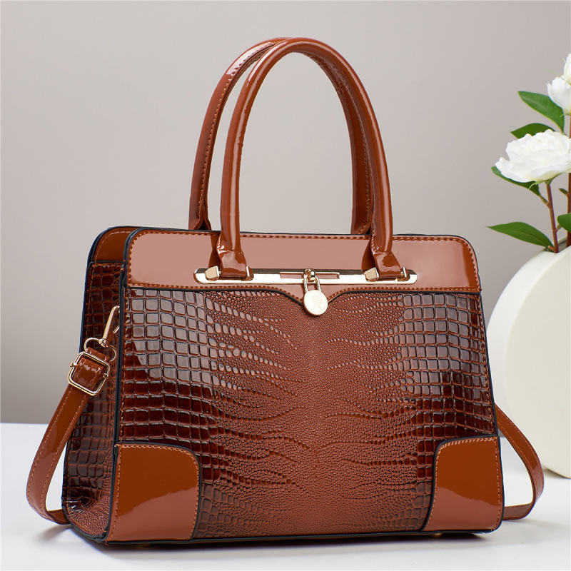 Crocodile Pattern Casual Handbag Fashion Mom Bag Single Shoulder Crossbody Bag Foreign Trade Versatile Elegant Women's Bag Cross-Border Bags