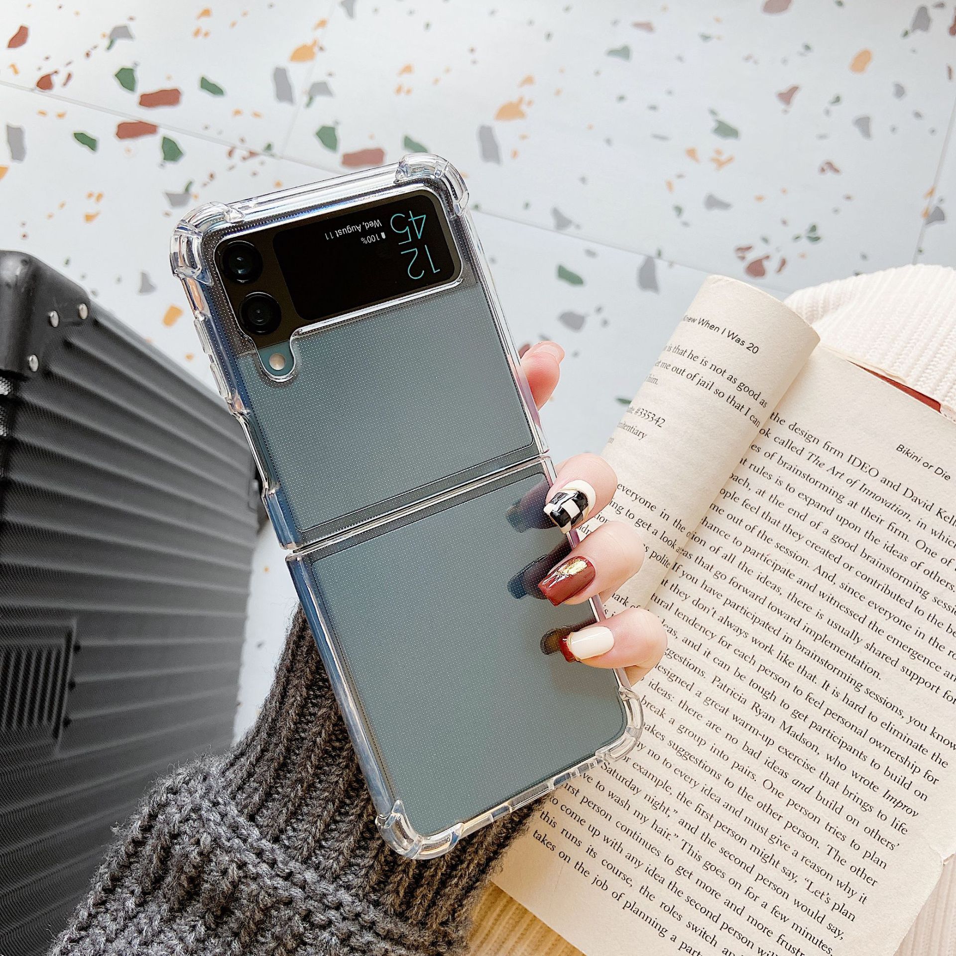 Samsung zflip4 cep telefonu kılıfı için uygun yeni model TPU şeffaf cep telefonu kılıfı anti-düşme Galaxy 4 katlanabilir koruyucu kılıf