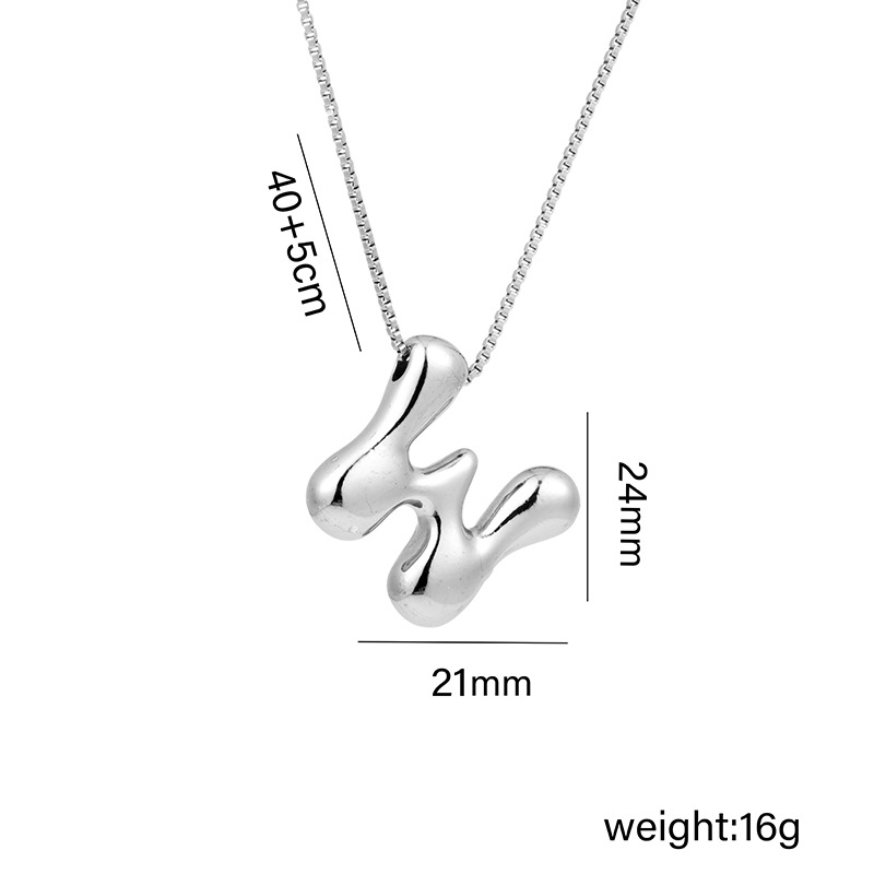 12g Weight Vacuum Plating Gold Plating Process White Gold Plated Plating Material Copper Pendant Material Pendant Necklace Classification Copper Chain Material 1 Piece Quantity Daily Occasion Copper Material Letter Pattern Women's Gender Plating Design Basic Style Copper White Gold Plated Basic Plating Letter Pendant Necklace 23