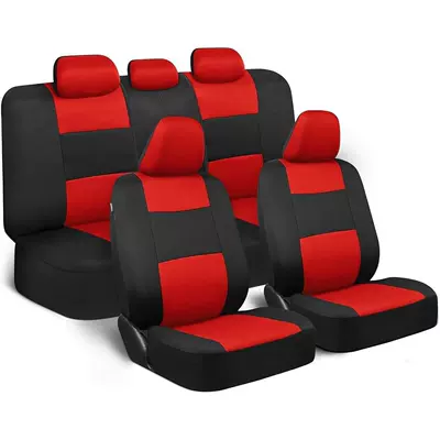 Export Five Factories Foreign Trade Amazon Universal Zippered Flat Car Seat Cover Cross-Border European and American Temu (Universal seat cover) - red-9-piece-set-complete-set-of-five-seats