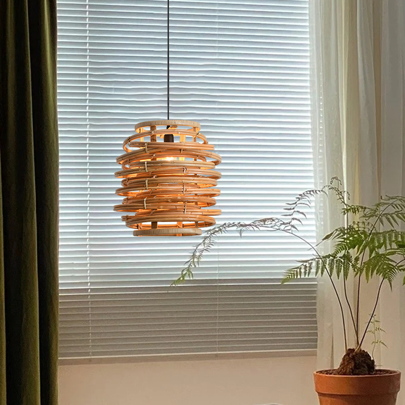 Lámpara de arte de vid del sudeste asiático, sala de té, sala de estar Zen retro, comedor, dormitorio residencial, lámpara de arte de bambú japonesa