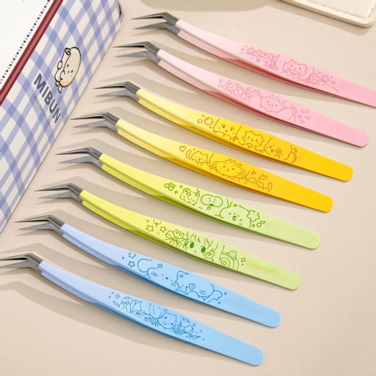 Camellia Sister Landscape Sticker Tweezers, Creative DIY Tools for Journals, Gold Feather Clip, High-Precision Long-Nose Pointed Tweezers