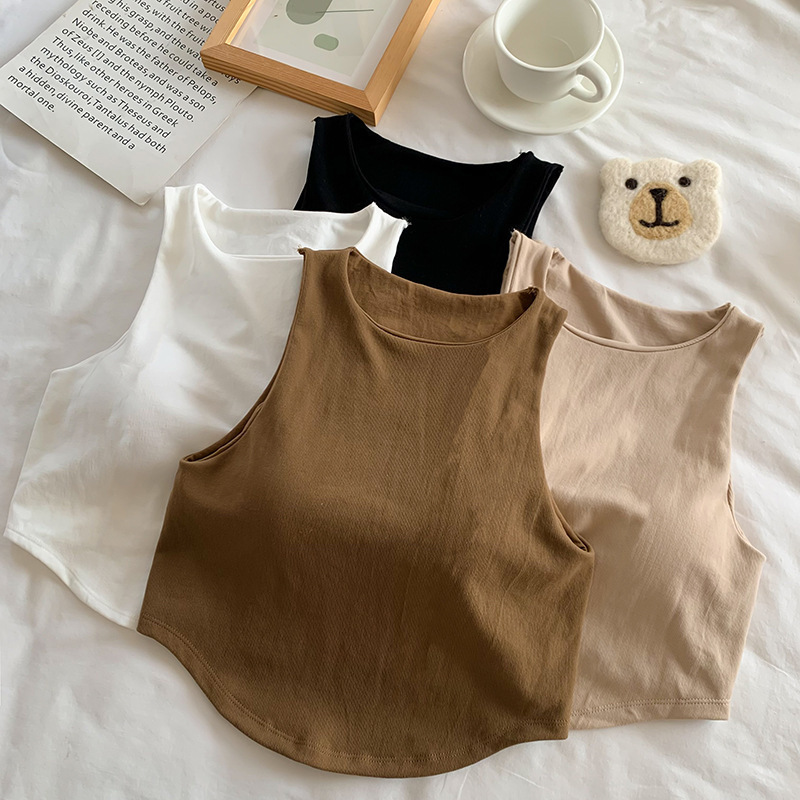 Irregular Camisole Women's 2024 Spring and Summer New Sleeveless Slim Short Pure Color Top Sexy Bottoming Shirt Trendy Irregular Camisole Women's 2024 Spring and Summer New Sleeveless Slim Short Pure Color Top Sexy Bottoming Shirt Trendy