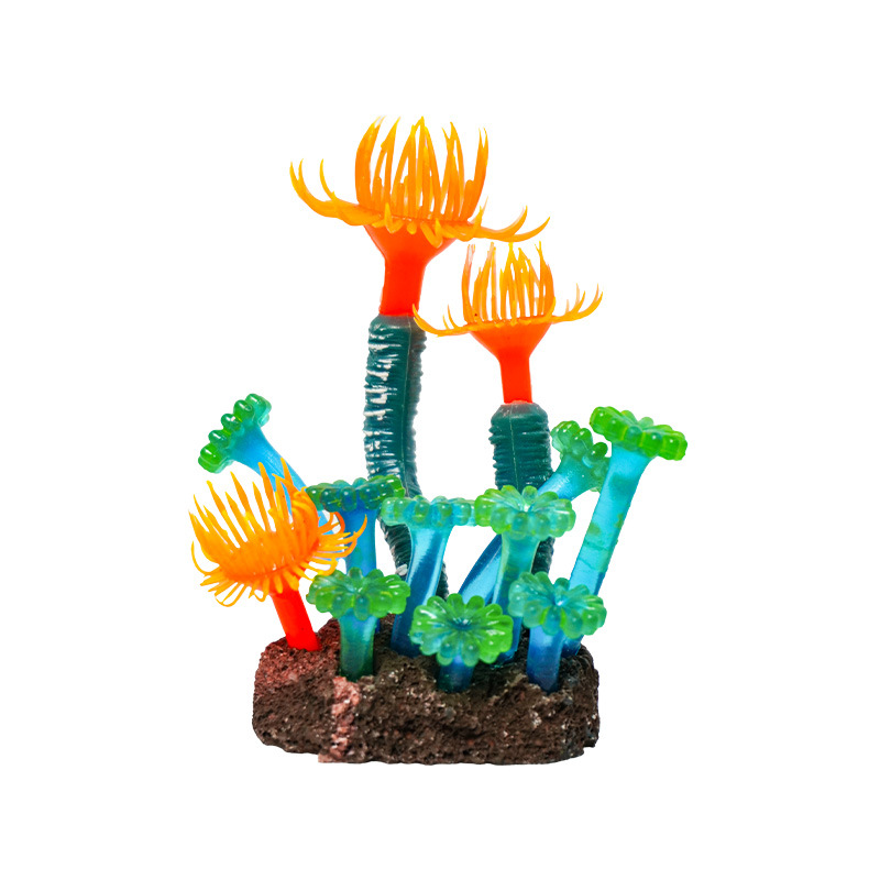 Luminoso decoración coral paisaje decoración pecera acuario paisajismo artesanía simulación coral de silicona decoración del acuario
