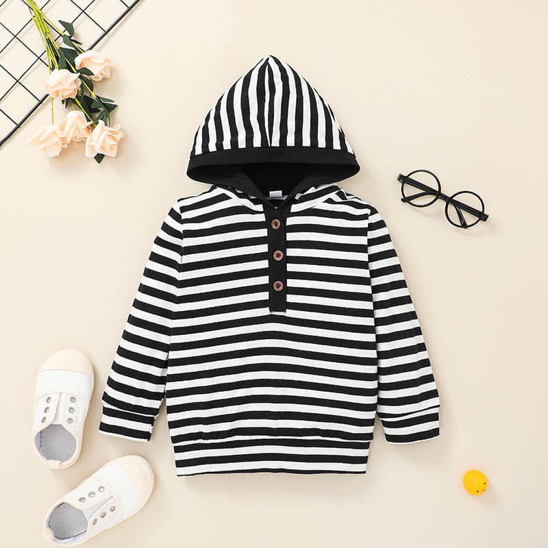 Nihaojewelry Children's Hooded Pullovers Striped Trousers Two-piece Set Wholesale display picture 3
