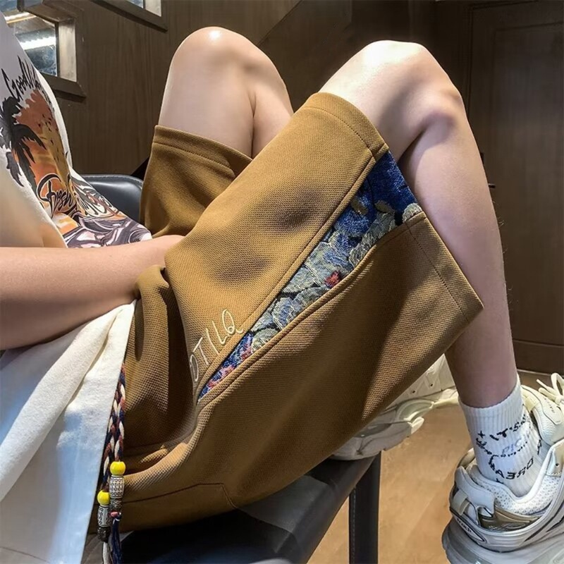 American High Street Basketball Drawstring Shorts Men's Summer Trendy Waffle Straight Loose Five-Point Pants American High Street Basketball Drawstring Shorts Men's Summer Trendy Waffle Straight Loose Five-Point Pants