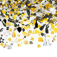 数字生日纸屑 生日派对抛撒亮片 英文酒杯酒瓶气球彩带五角星混款