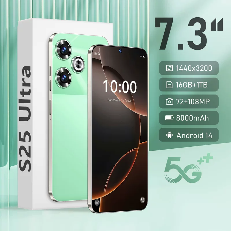 (Глобальная торговля), S25, умный мобильный телефон, смартфон, Android, 5G, 6.6 дюйма, широкий экран