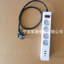 厂家定制欧规2USB+1PD插线板排插开关插座插排多孔插板连接电源线