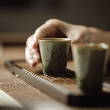 暮苍斋 手工直通斜阳茶杯越窑青瓷品茗杯单杯功夫茶具茶碗主人杯