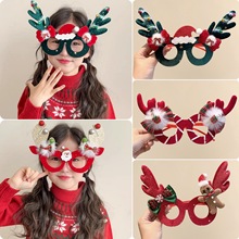 圣诞氛围装饰品鹿角眼镜化妆舞会派对面具装扮头饰节日发饰新款