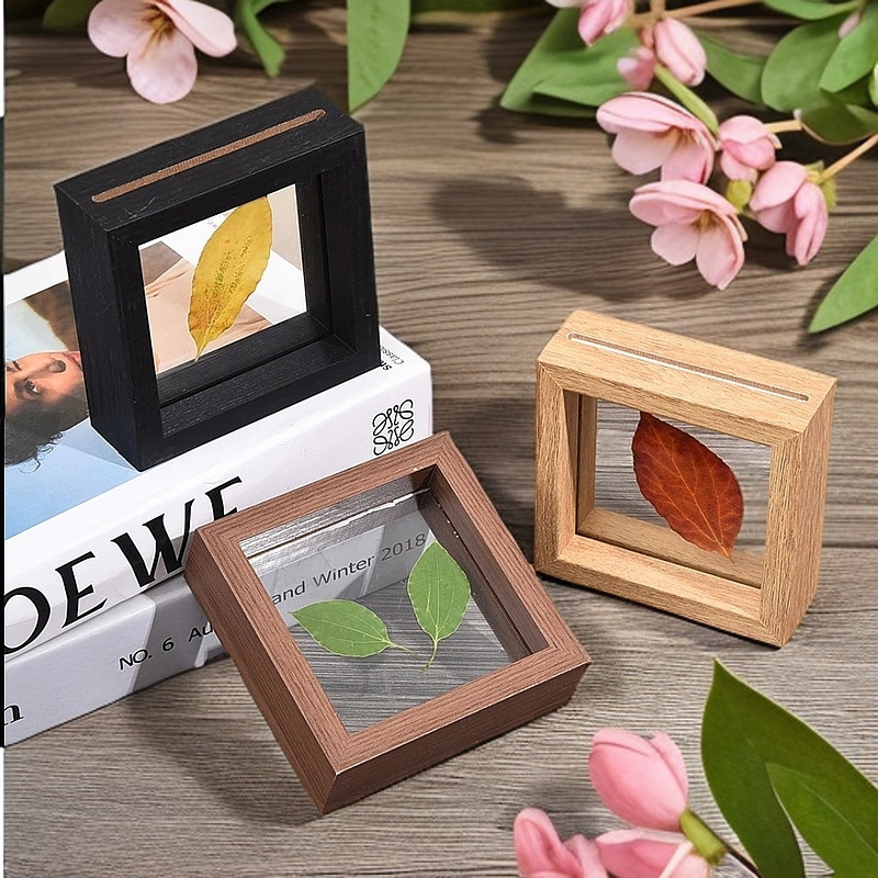 Double-Sided Glass Plant Specimen Frame, New Chinese-Style Three-Dimensional Picture Frame, Transparent Wooden Display Stand, Wholesale Modern Minimalist