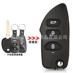 Kia/Hyundai Elantra Yeni Jiale 3 düyməli modifikasiya açar qabığı, batareya tutacağı ilə