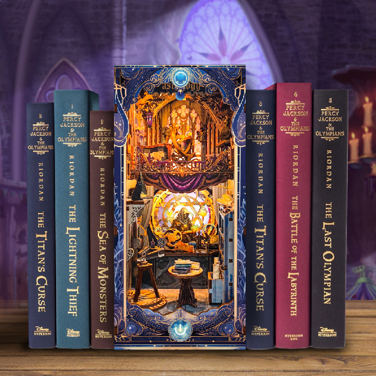 跨境電商熱銷星圖秘聞創意書立書架桌面擺件diy小屋手工木質拼裝