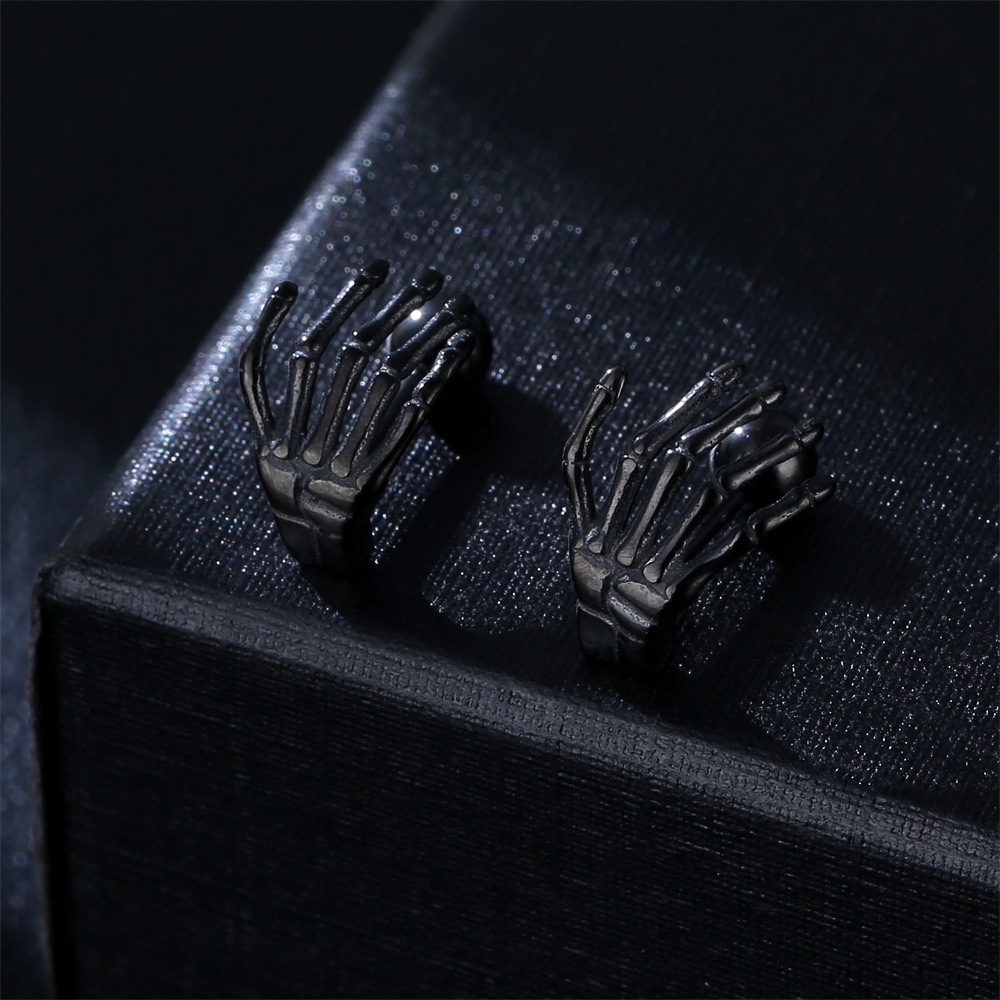 Stainless Steel Material Hip-hop Hand Stainless Steel Plating Earrings 1 Pair