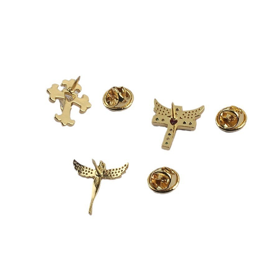 Cross, Wings Pattern Retro Classic Style Pin Cross Wings Copper Plating Unisex Brooches