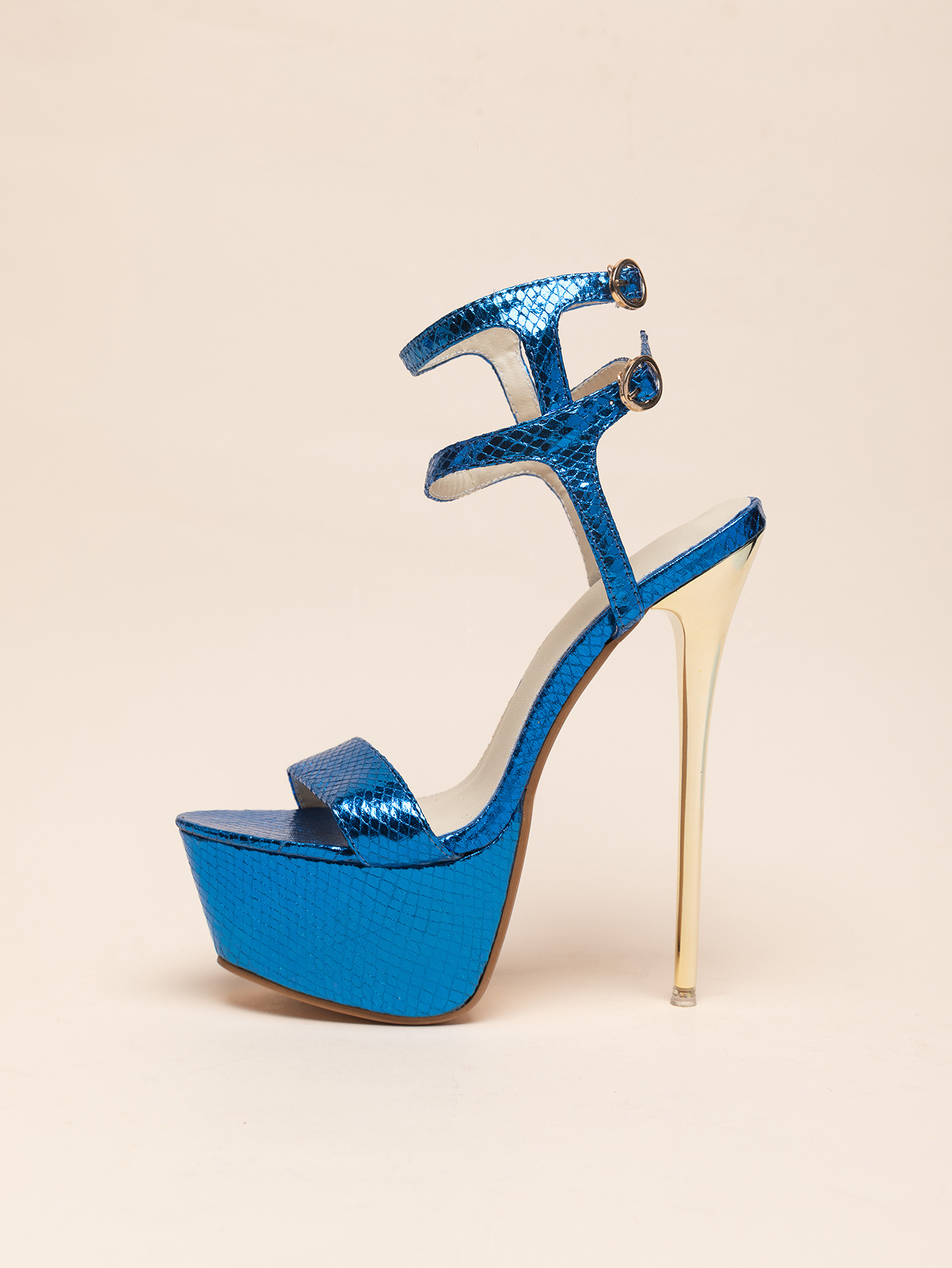 Neue Damenschuhe Wasserdichte Plateau Stiletto Zweireihige Open-toe Damensandalen display picture 3