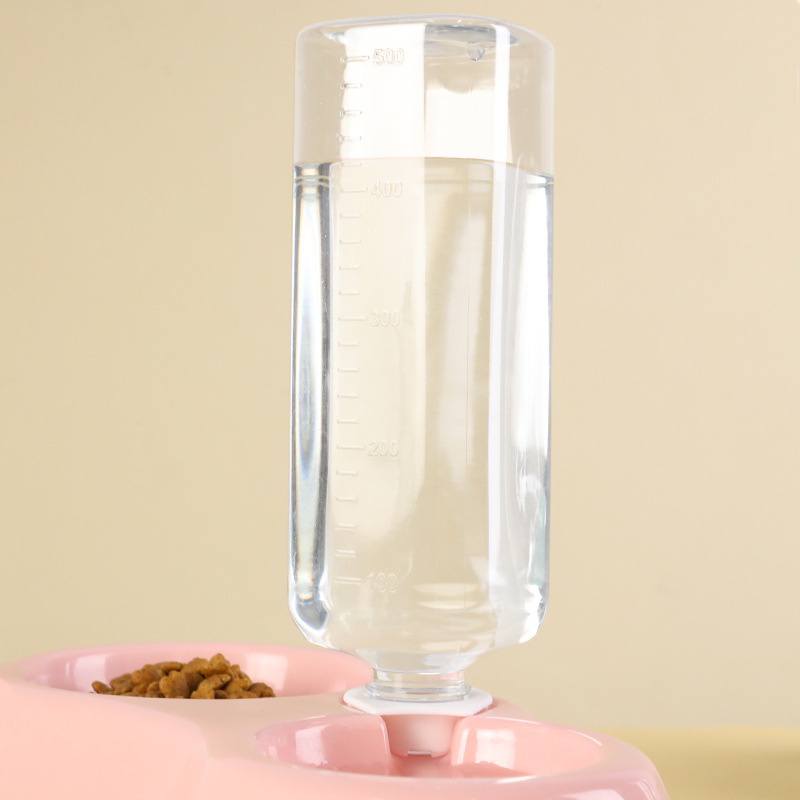 Selección estricta mascota doble Tazón INS Botella de bebida de viento redondo de plástico para comer agua potable automática de doble uso macaron color perro tazón