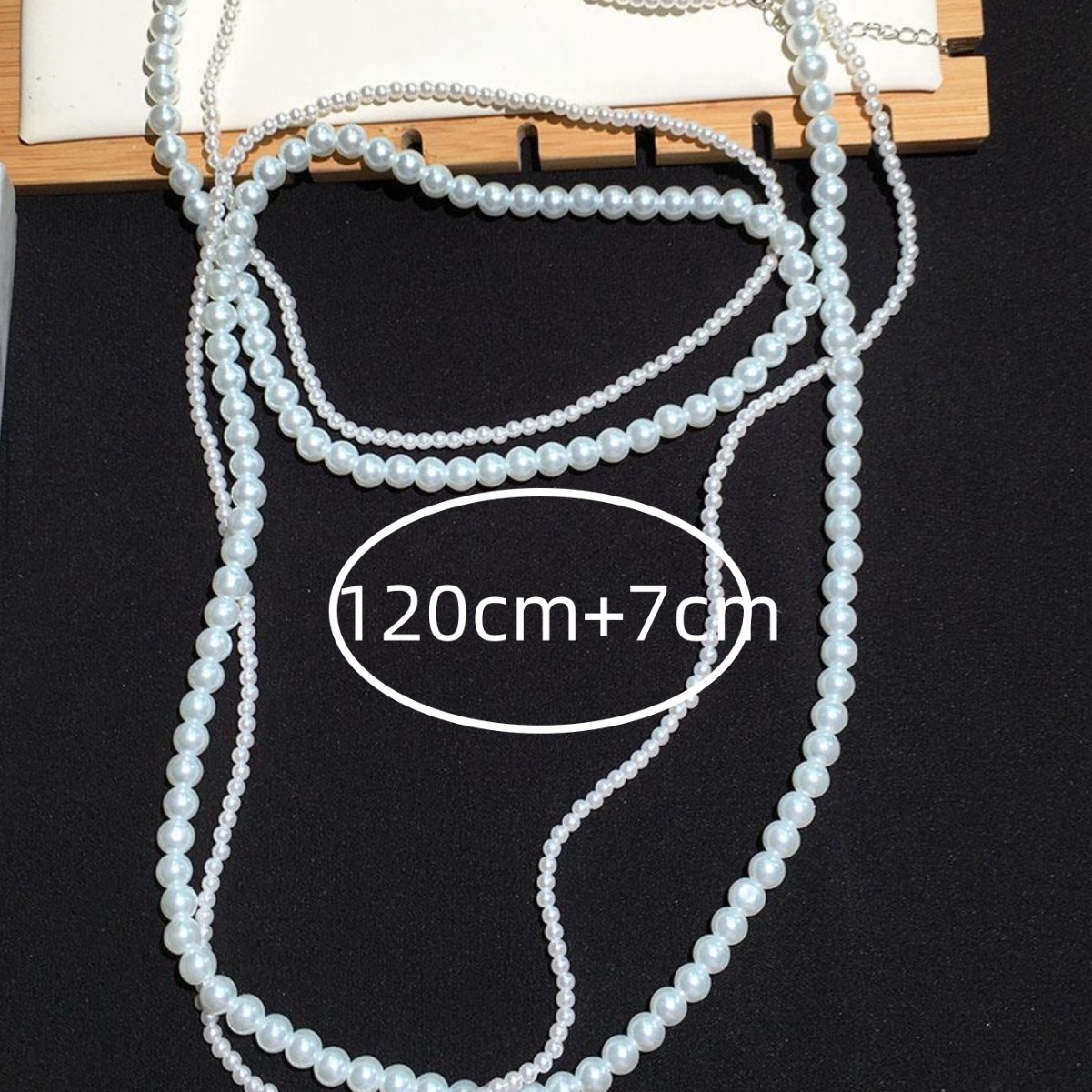 Perla collar largo vestido accesorios doble capa apilada suéter cadena cambiable simple luz lujo de alto grado collar largo para las mujeres image 3