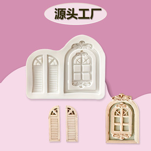 European Retro Window and Door Shape Mold Fondant Cake Rim Decoration Silicone Mold Plaster Glue Accessories
