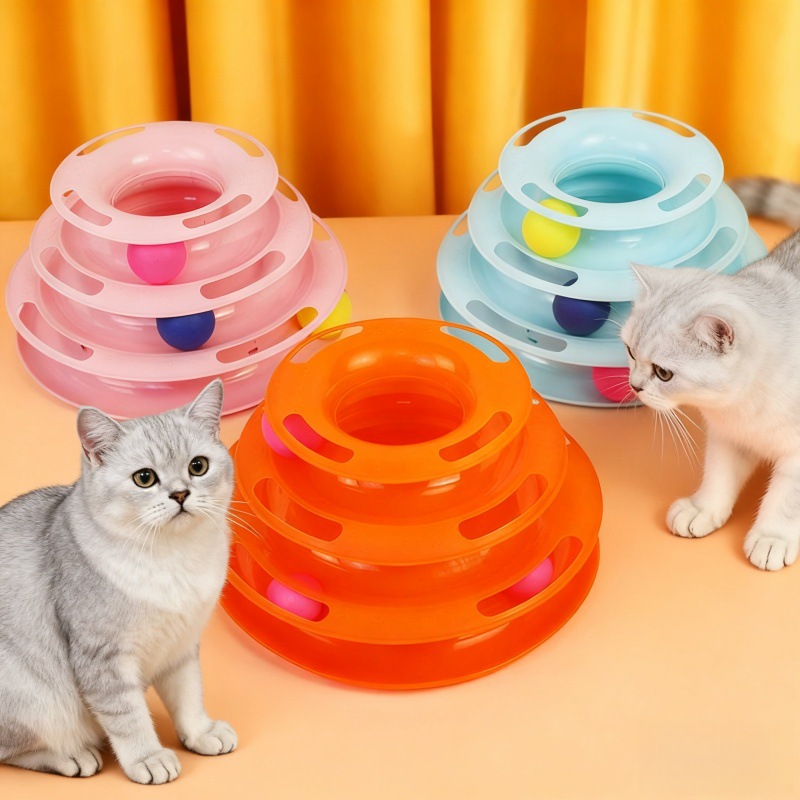 Turntable de 3 Capas para Gatos de Plástico Interactivo