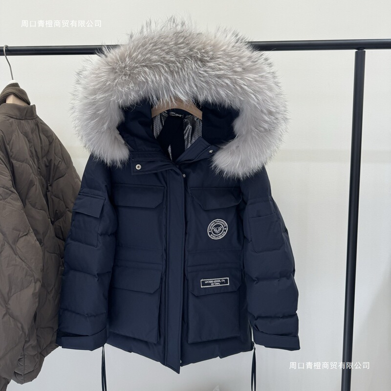 5 Winter New Real Raccoon Fur Collar Parka down Jacket for Women, Mid-Length, Thickened for Northeast, Warm Coat with Tag