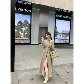 秋冬新款收腰毛呢外套女高级感中长款过膝气质立领呢子大衣