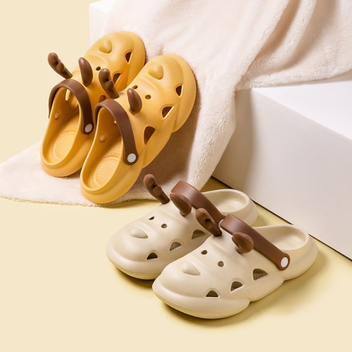 Fawn Milly Summer Cute Cartoon Adult Indoor and Outdoor Soft-soled Fawn Parent-child Croc Shoes Children's Slippers Wholesale