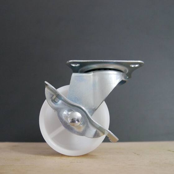 Factory direct cross-border white PP casters 1 inch -3 inch mute flat nylon directional wheel with brake universal wheel