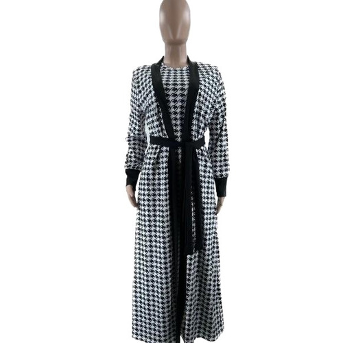 suits dress and long coat 2 pieces sets ladies winter suits