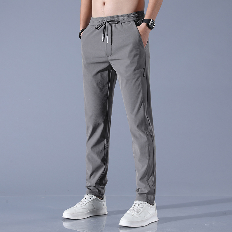 Summer Men's Casual Pants Straight Loose Trendy Tether Sports Long Pants Spring Men's Pants Ice Silk Air Conditioning Summer Pants