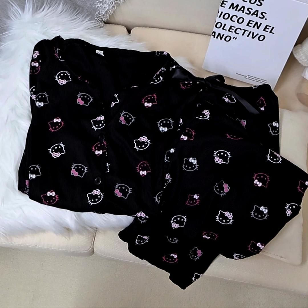 Al por mayor transfronterizo primavera y otoño delgada V-collar hielo hilos pijamas de mangas largas pantalones cardigans ropa para el hogar